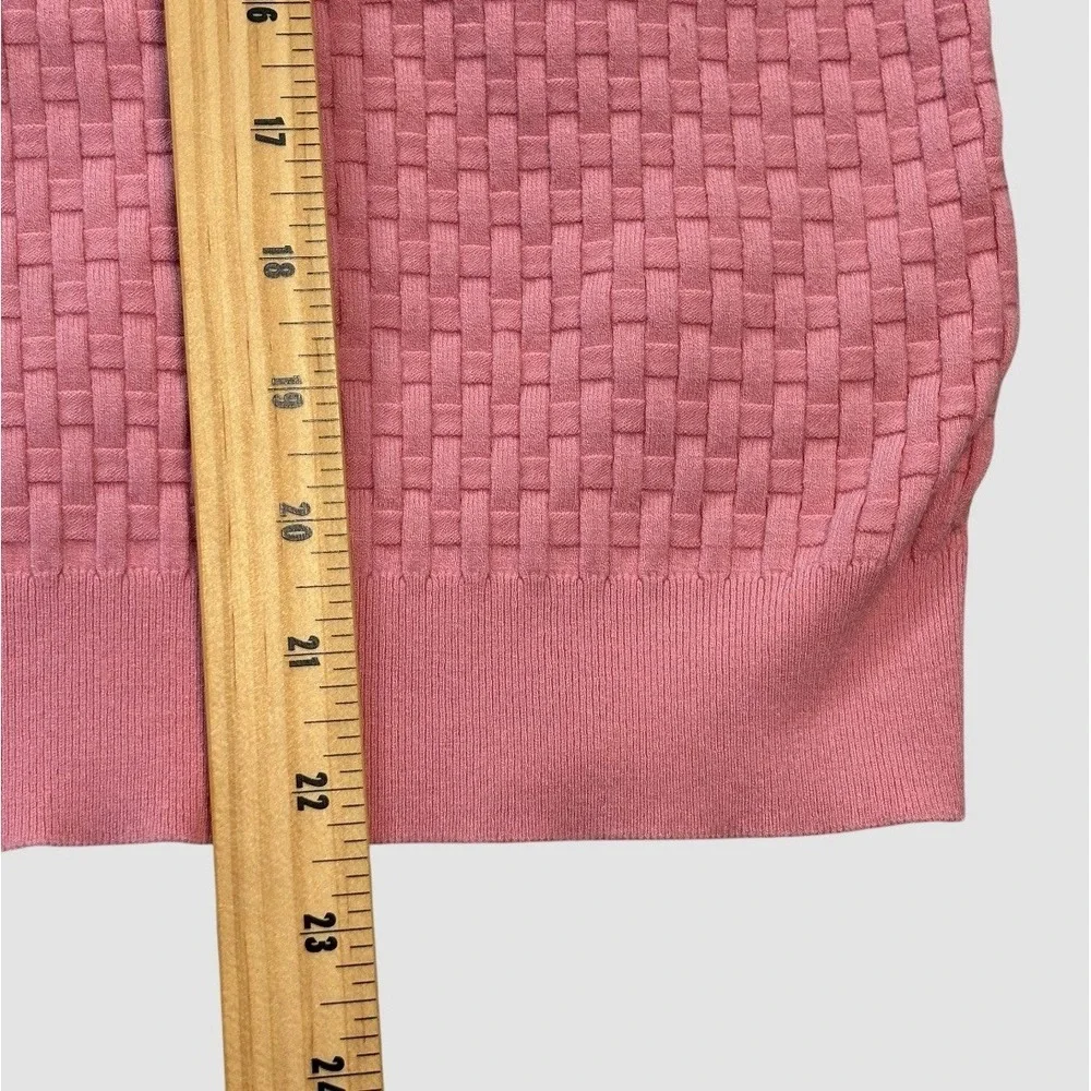 Escada‎ Women's Medium Short Sleeve Basket Weave Sweater Pink Sorbet Preppy
